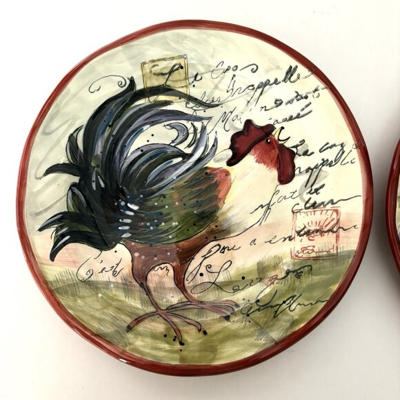 Vintage SUSAN WINGET Le Rooster Salad Plates Set 2 Certified International 8.75” - Picture 4 of 9